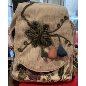 Boho Style Embroidered fabric backpack purse